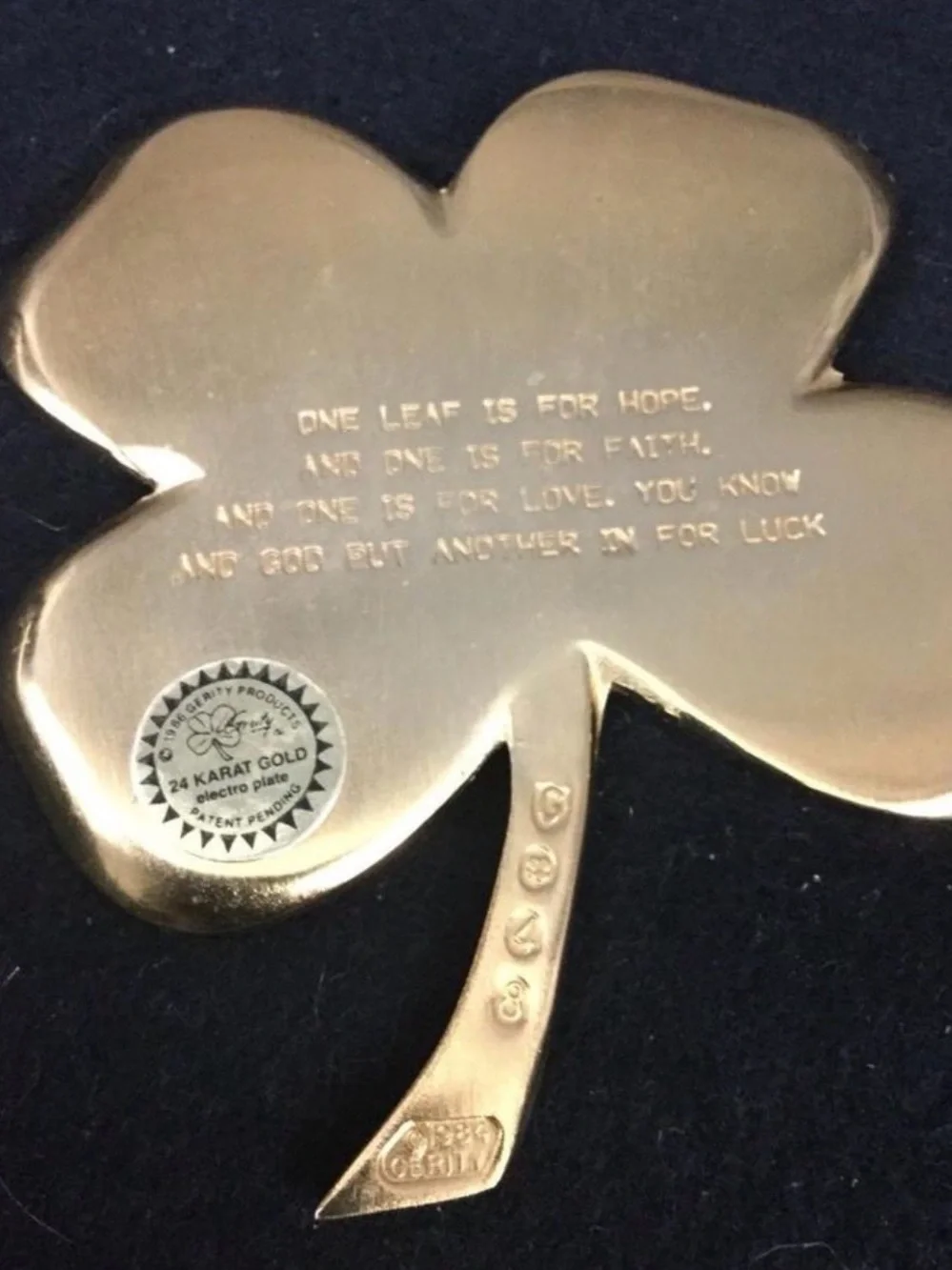 1984 Gerity G348 24K Gold Electroplated Shamrock Trinket Dish